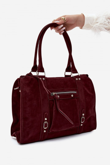 Große Tasche aus Kunstveloursleder in bordeaux Nolita 2