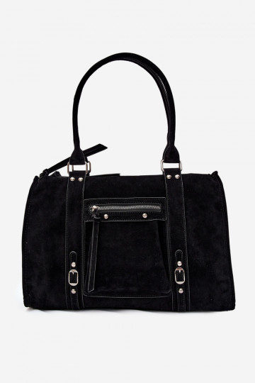 Große Tasche aus Kunstveloursleder in schwarz Nolita