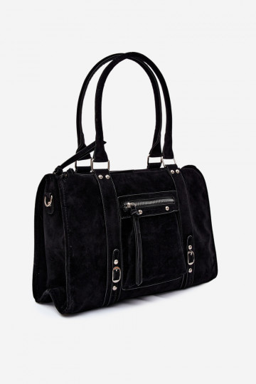 Große Tasche aus Kunstveloursleder in schwarz Nolita 2