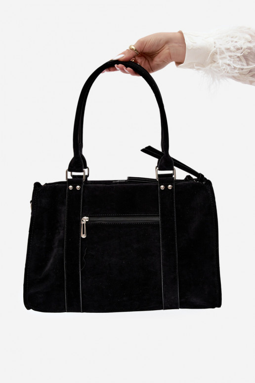 Große Tasche aus Kunstveloursleder in schwarz Nolita