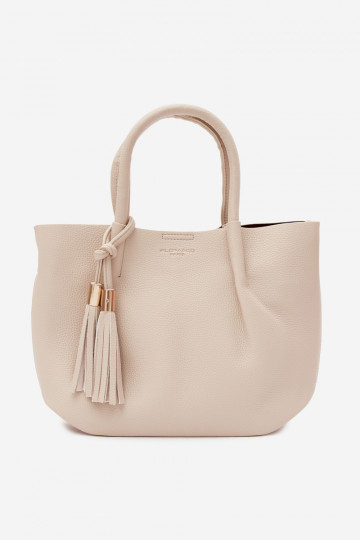 Handtasche aus Kunstleder in hellem Sand Fleece