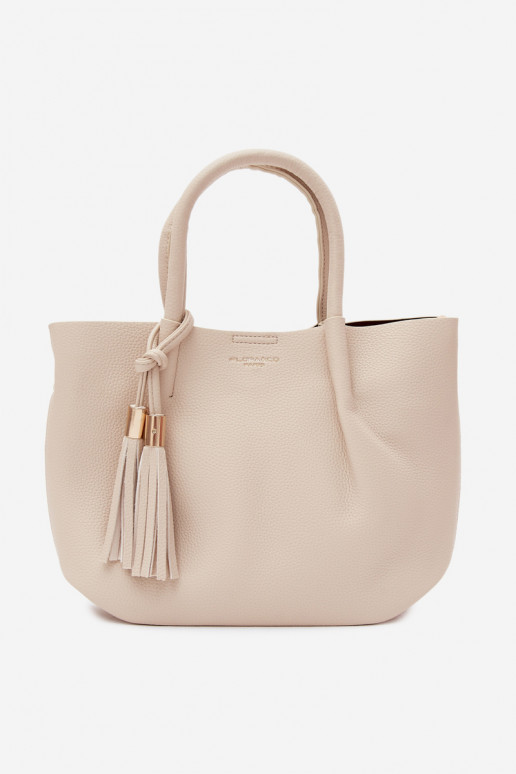 Handtasche aus Kunstleder in hellem Sand Fleece