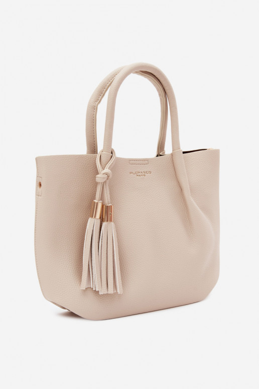 Handtasche aus Kunstleder in hellem Sand Fleece