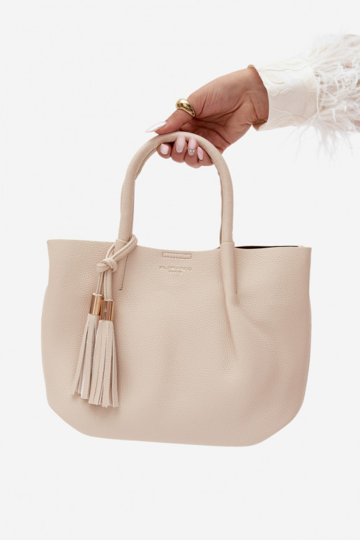 Handtasche aus Kunstleder in hellem Sand Fleece
