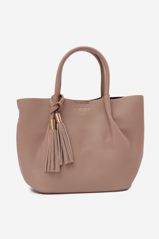 Handtasche aus Kunstleder in Elfenbein Fleece