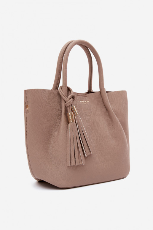 Handtasche aus Kunstleder in Elfenbein Fleece