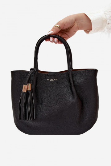 Handtasche aus Kunstleder in Schwarz Fleece