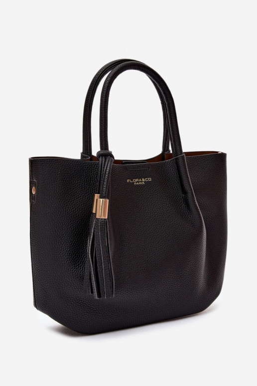 Handtasche aus Kunstleder in Schwarz Fleece