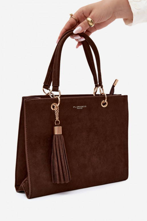 Tasche aus Kunstveloursleder in braun Ottilie