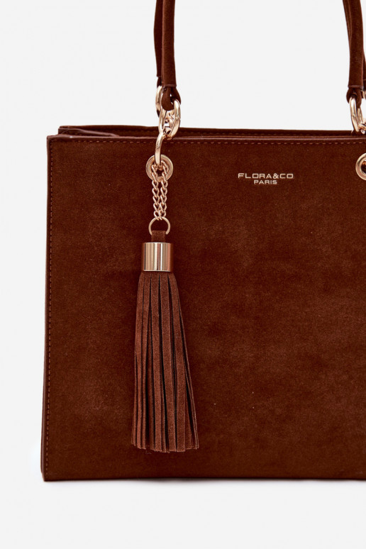 Tasche aus Kunstveloursleder in schokoladenfarbe Ottilie