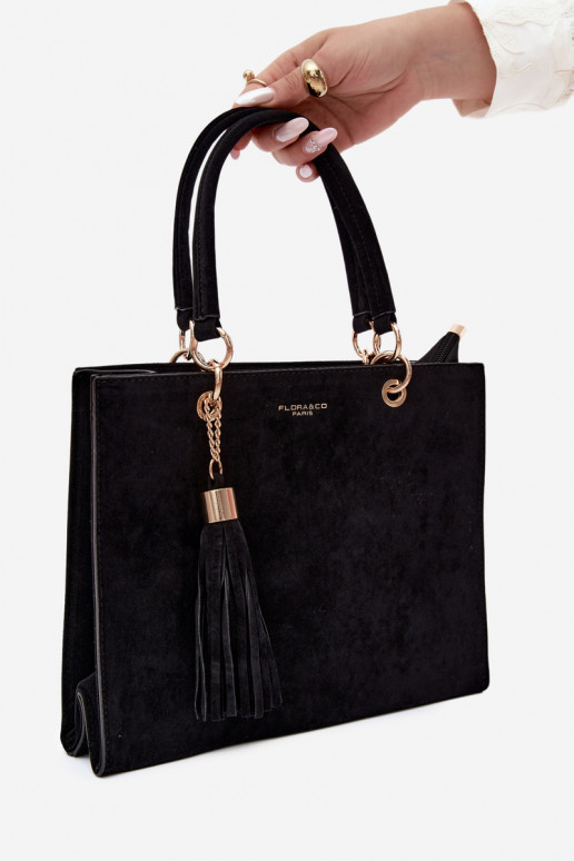 Tasche aus Kunstveloursleder in schwarz Ottilie