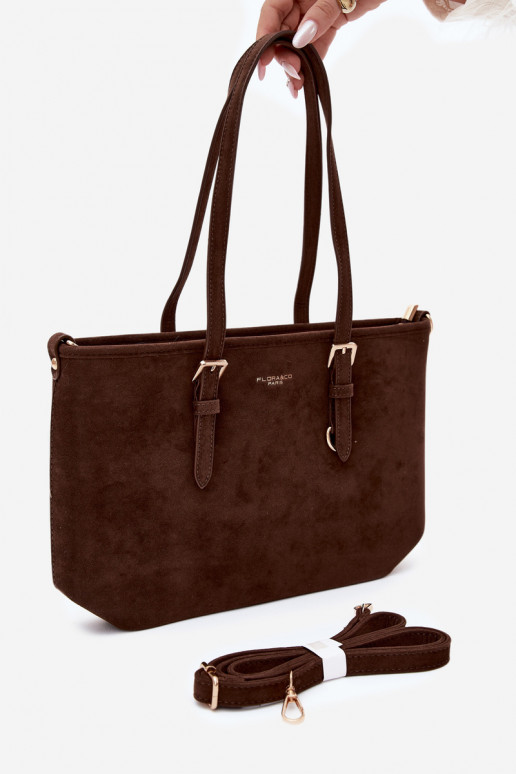 Tasche aus Kunstveloursleder in schokoladenfarbe Araminta