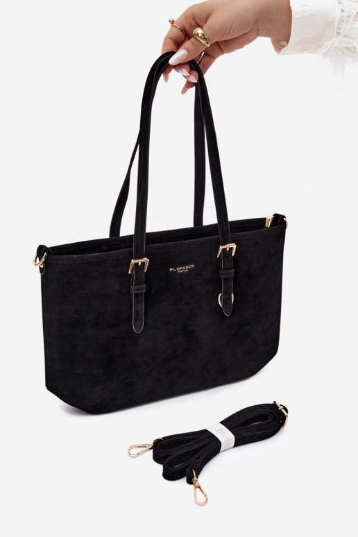 Tasche aus Kunstveloursleder in schwarz Araminta