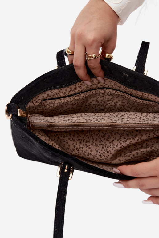 Tasche aus Kunstveloursleder in schwarz Araminta