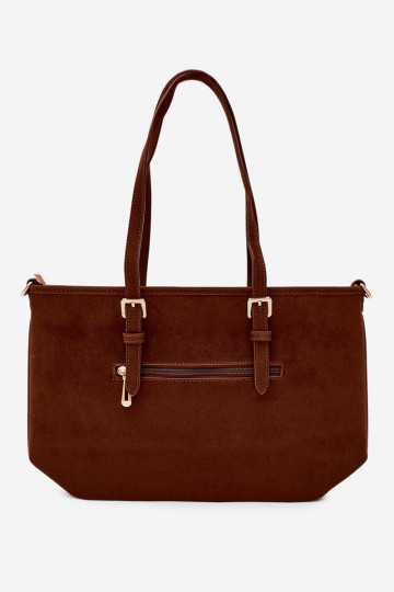 Tasche aus Kunstveloursleder in braun Araminta