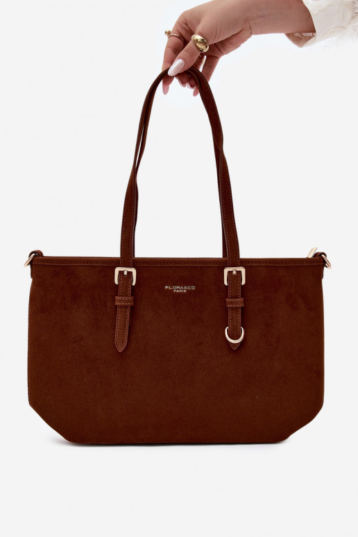 Tasche aus Kunstveloursleder in braun Araminta