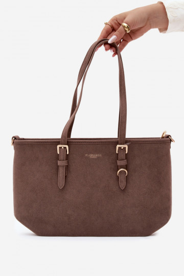 Tasche aus Kunstveloursleder in lehmfarbe Araminta