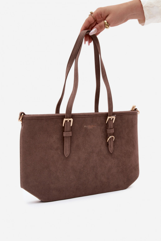 Tasche aus Kunstveloursleder in lehmfarbe Araminta