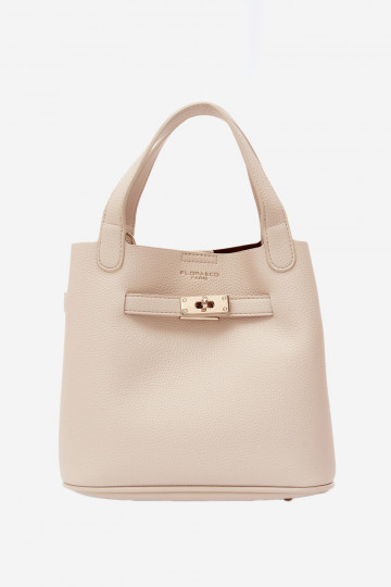 Tasche mit Kosmetiktasche aus Kunstleder in sand Crumble