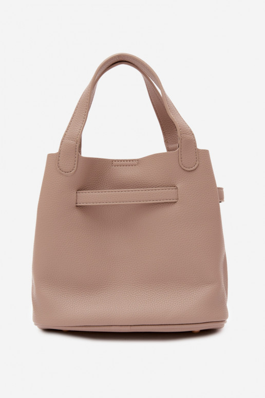 Tasche mit Kosmetiktasche aus Kunstleder in elfenbein Crumble