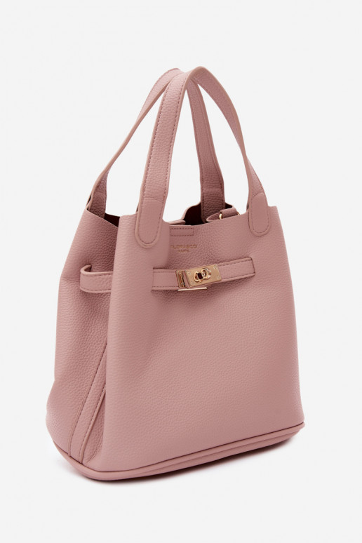 Tasche mit Kosmetiktasche aus Kunstleder in rosa Crumble