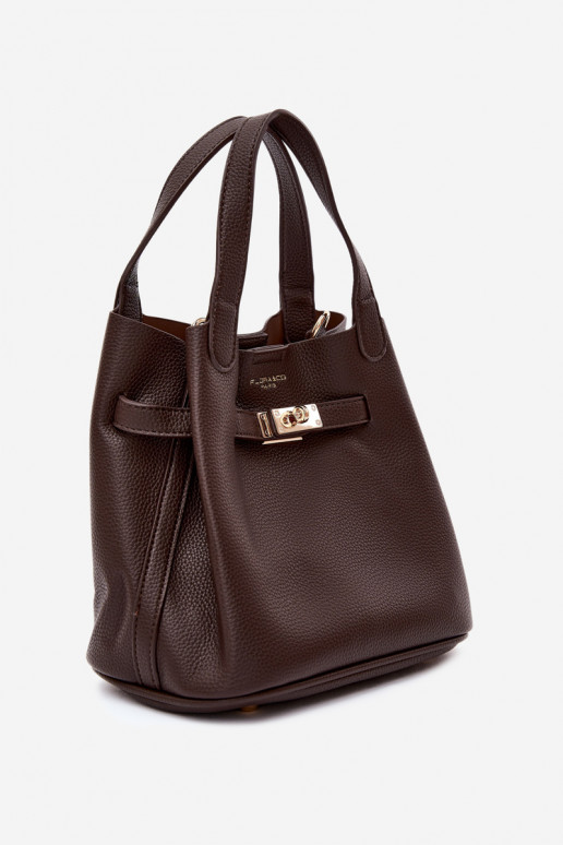 Tasche mit Kosmetiktasche aus Kunstleder in schokoladenfarbe Crumble