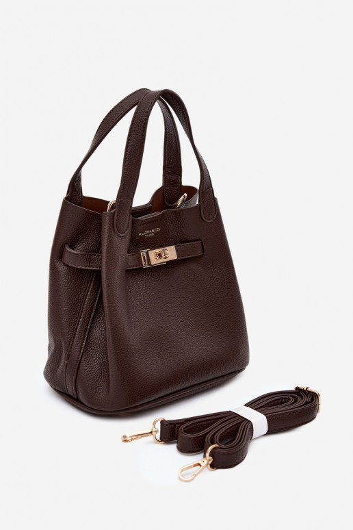 Tasche mit Kosmetiktasche aus Kunstleder in schokoladenfarbe Crumble