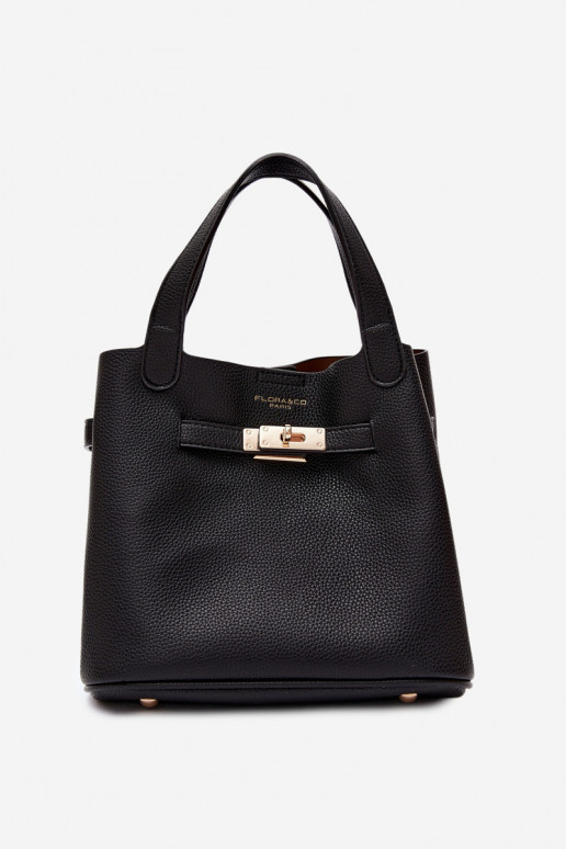 Schwarze Handtasche aus Kunstleder mit Kosmetiktäschchen Crumble