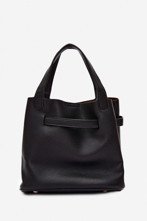 Schwarze Handtasche aus Kunstleder mit Kosmetiktäschchen Crumble