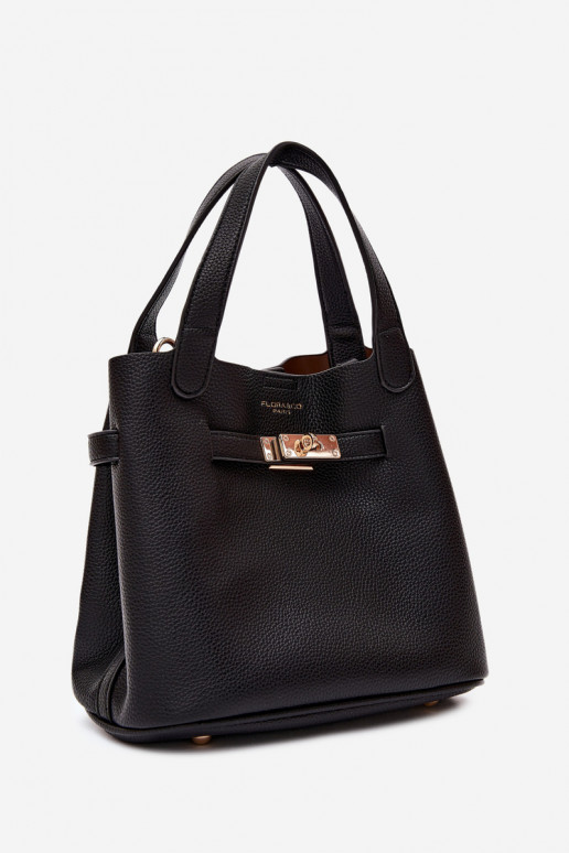 Schwarze Handtasche aus Kunstleder mit Kosmetiktäschchen Crumble