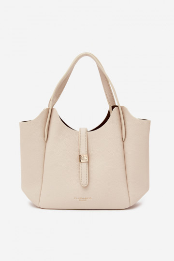 Helle sandfarbene Handtasche aus Kunstleder Toffee