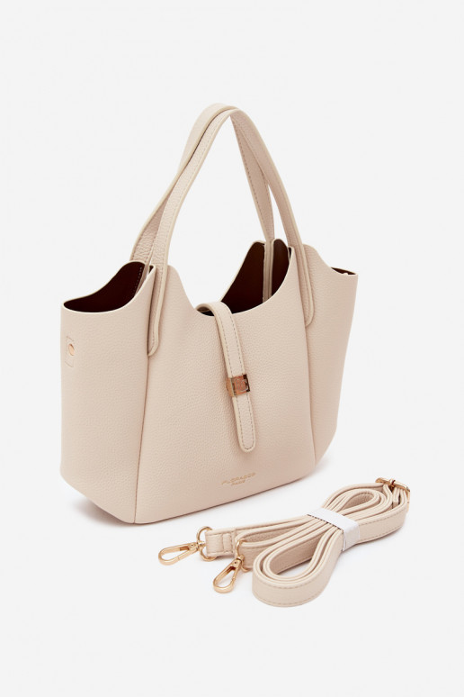 Helle sandfarbene Handtasche aus Kunstleder Toffee