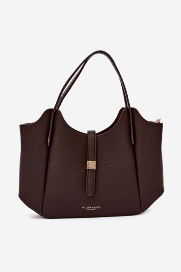 Schokoladenfarbene Handtasche aus Kunstleder Toffee