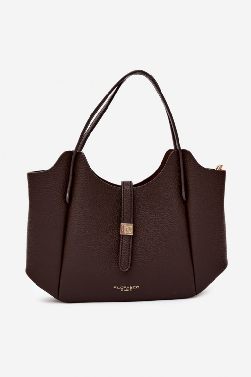 Schokoladenfarbene Handtasche aus Kunstleder Toffee