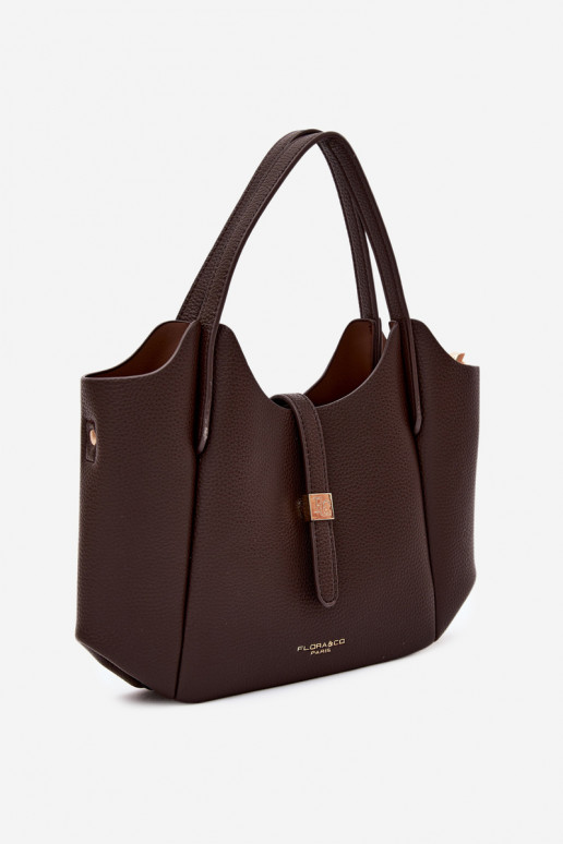 Schokoladenfarbene Handtasche aus Kunstleder Toffee