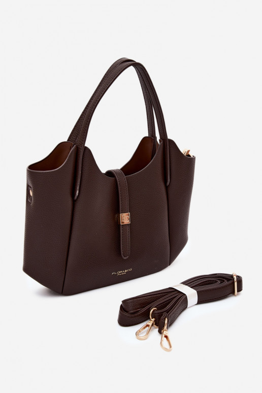 Schokoladenfarbene Handtasche aus Kunstleder Toffee