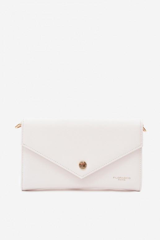 Weiße Umschlag-Handtasche mit dekorativen Bändern Pauline
