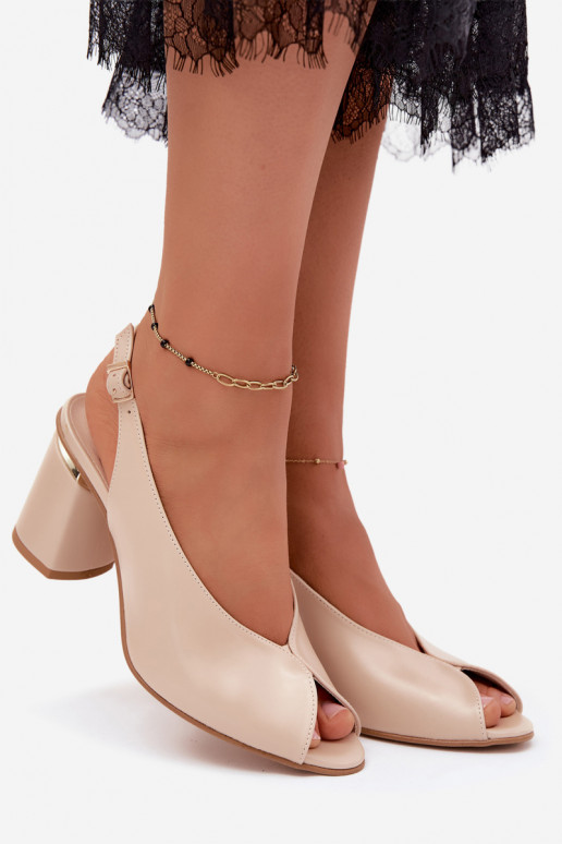 Elegante Damen-Sandalen mit Absatz in Sandfarbe Zazoo 1085