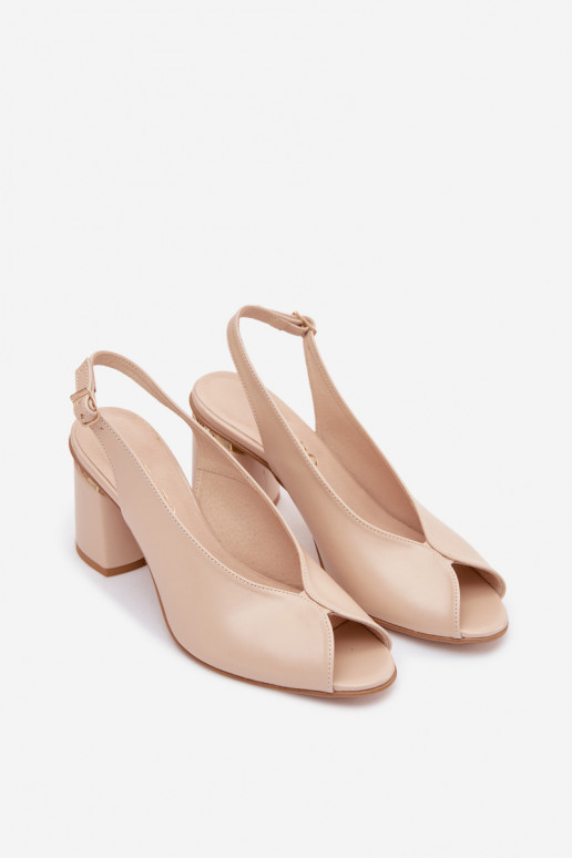 Elegante Damen-Sandalen mit Absatz in Sandfarbe Zazoo 1085