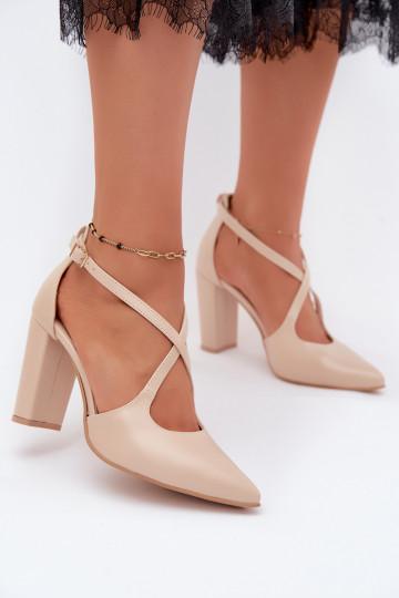 Absatzschuhe mit Riemen in Sandfarbe Zazoo 1053 2
