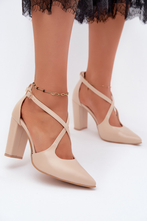 Schuhe mit Absätzen mit Streifen Zazoo 1053 Beige