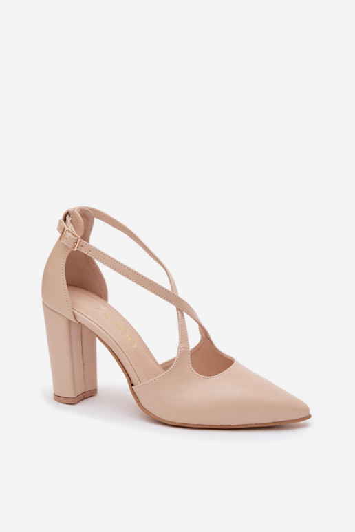 Schuhe mit Absätzen mit Streifen Zazoo 1053 Beige