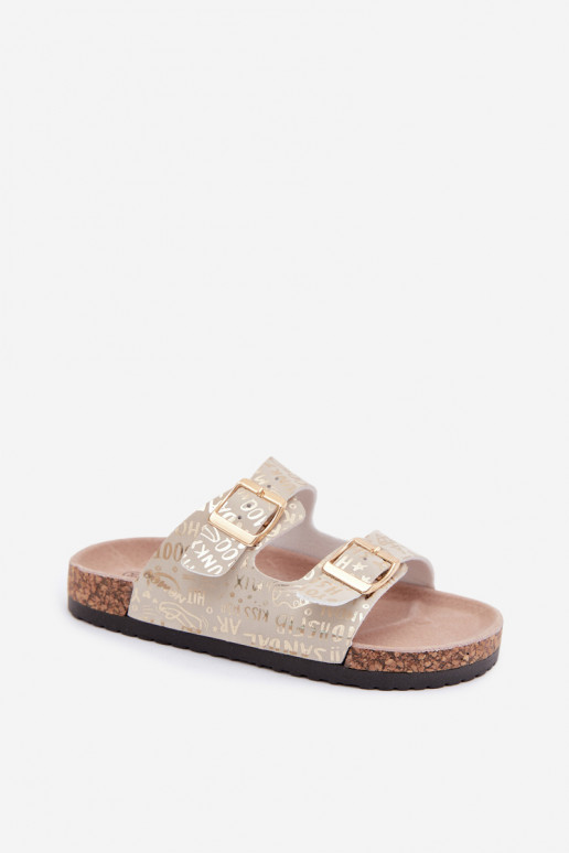 Goldene Kinderschuhe mit Schnallen Cinnamon