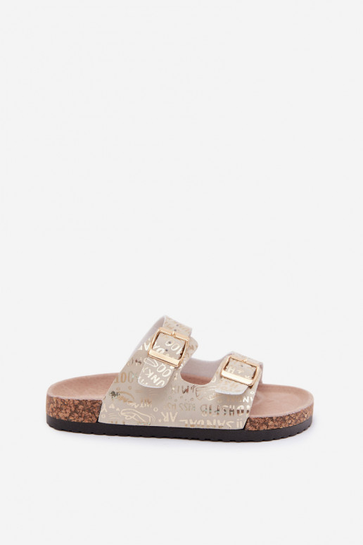Goldene Kinderschuhe mit Schnallen Cinnamon
