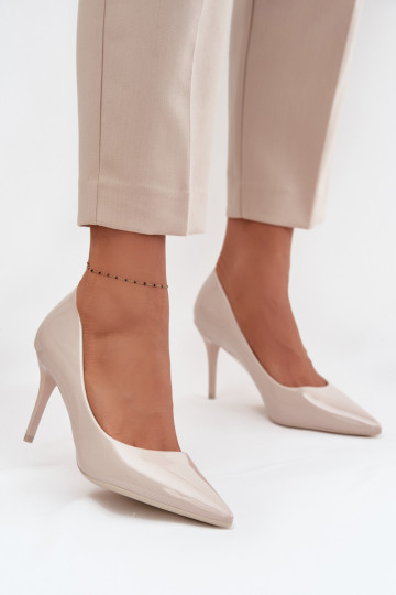 Elfenbein Kunstleder High Heels mit Lackeffekt Jadira 2