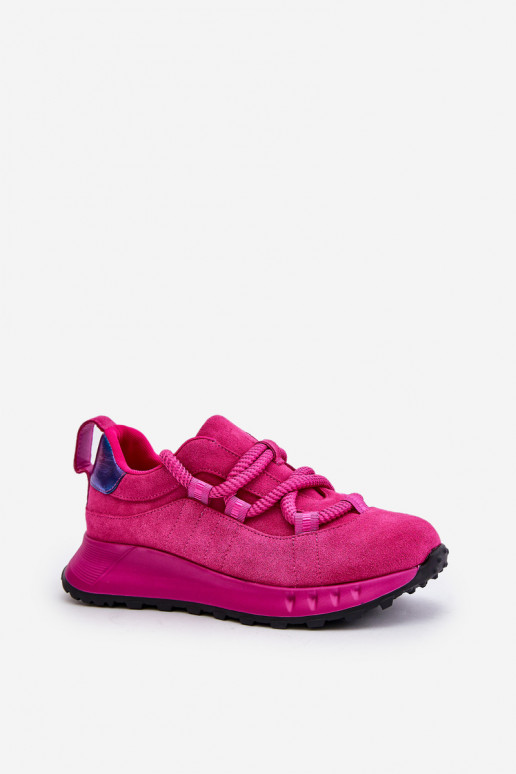 Rosa Kunstveloursleder Sneaker mit robustem Schnürsenkel Artiker 54C1461