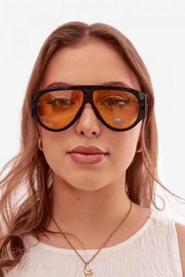 Damen Sonnenbrille in Schwarz und Gelb 2