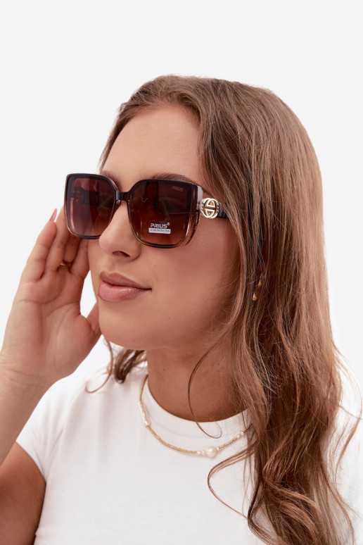 Sonnenbrille mit dekorativen Details in Braun