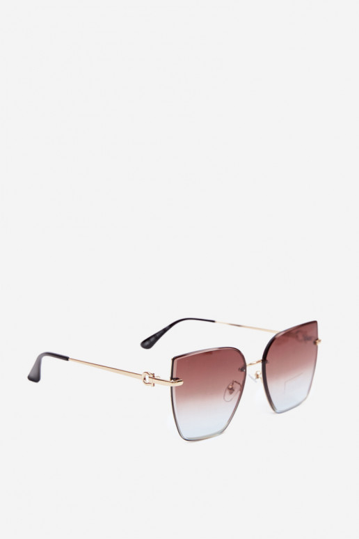 Randlose Cat-Eye-Sonnenbrille mit UV 400 Filter braun-blau