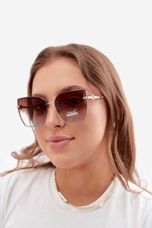 Randlose Cat-Eye-Sonnenbrille mit UV 400 Filter braun-blau